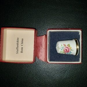 Vintage Thimble Sewing Staffordshire Sanford Fine Bone China Made In ENGLAND Sew